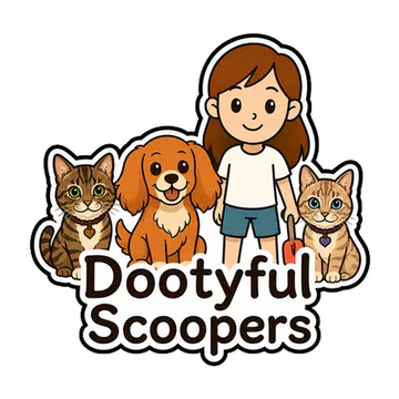 Dootyful Scoopers drop-in pet sitting — a girl with a dog and two cats, representing vacation check-ins in Bonney Lake, WA