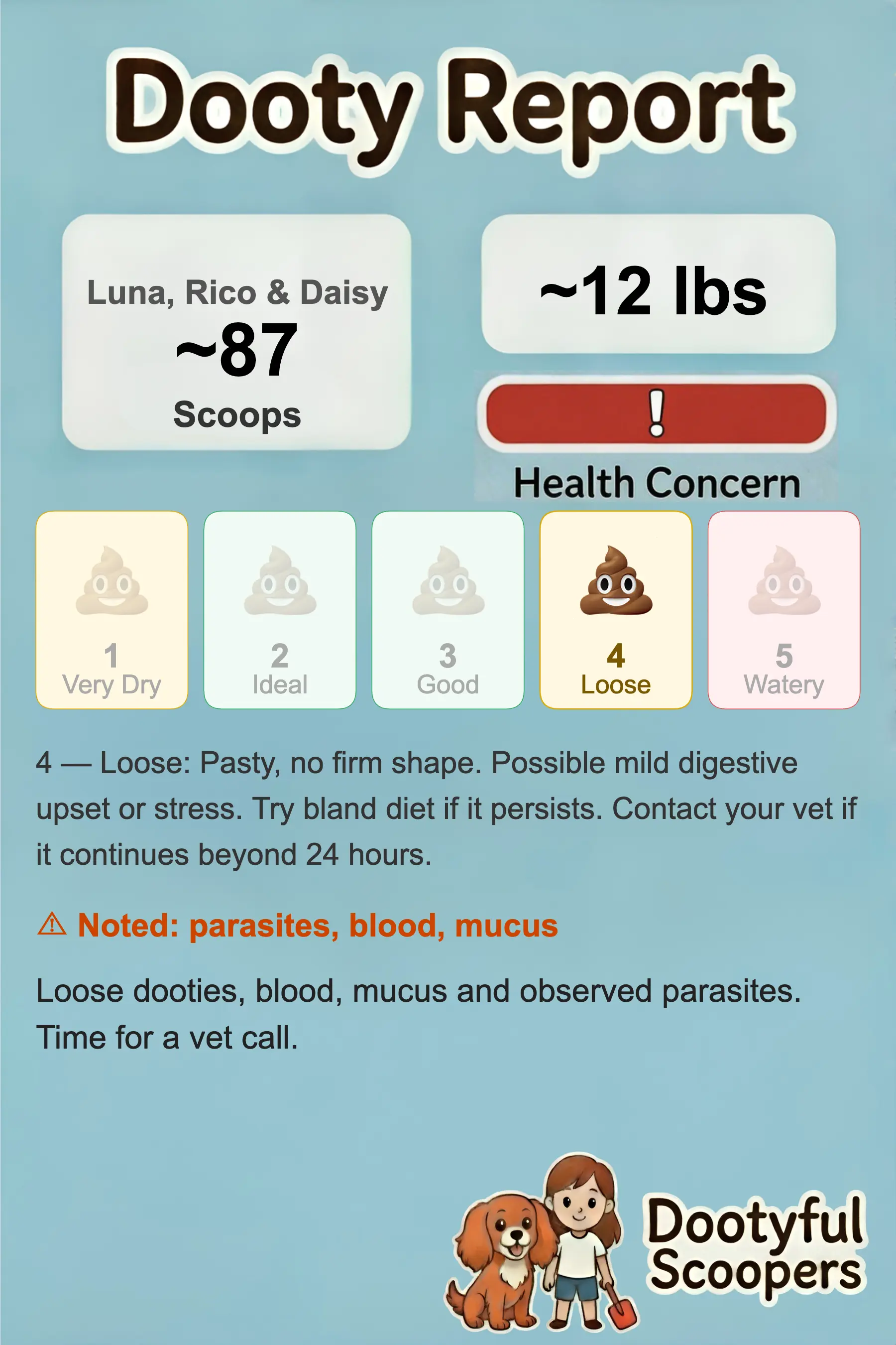 Dooty Report example - red health concern flag